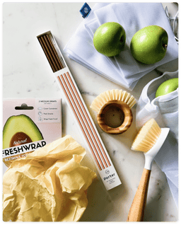 Metal Straws, Vegetable Scrubber, Dish Brush and Produce bags