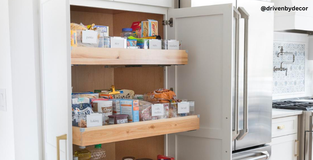 @Drivenbydecor image showing organized pantry filled with CPG brand items. 