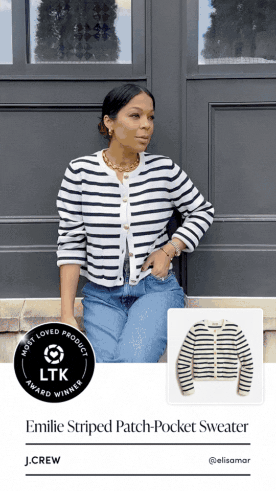 J.Crew Emilie Striped Patch-Pocket Sweater